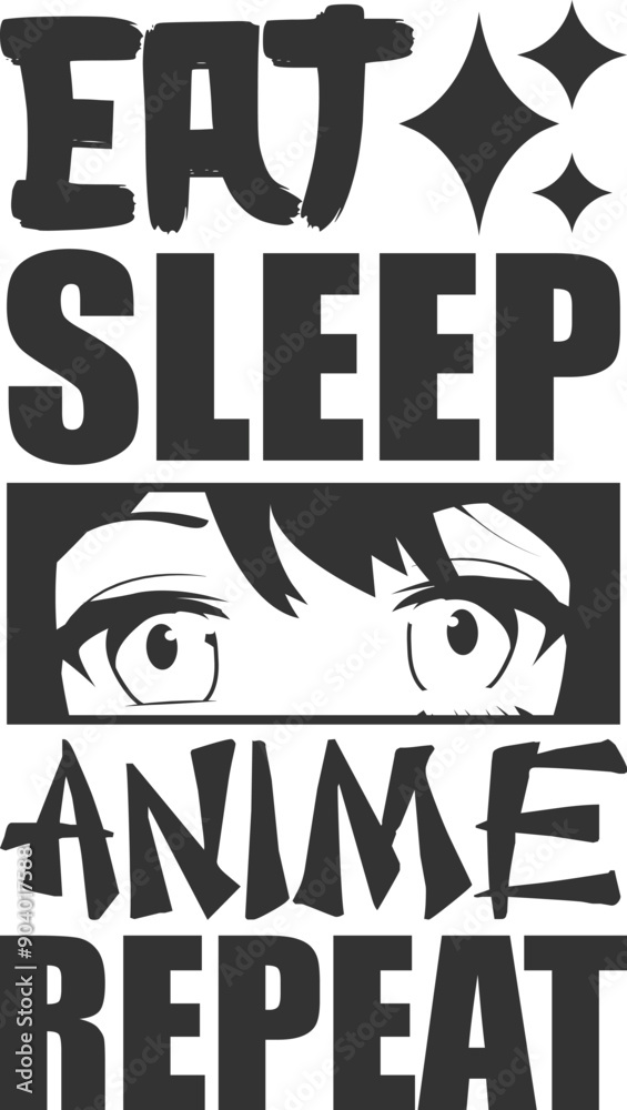 Fototapeta premium Eat Sleep Anime Repeat - Anime Illustration