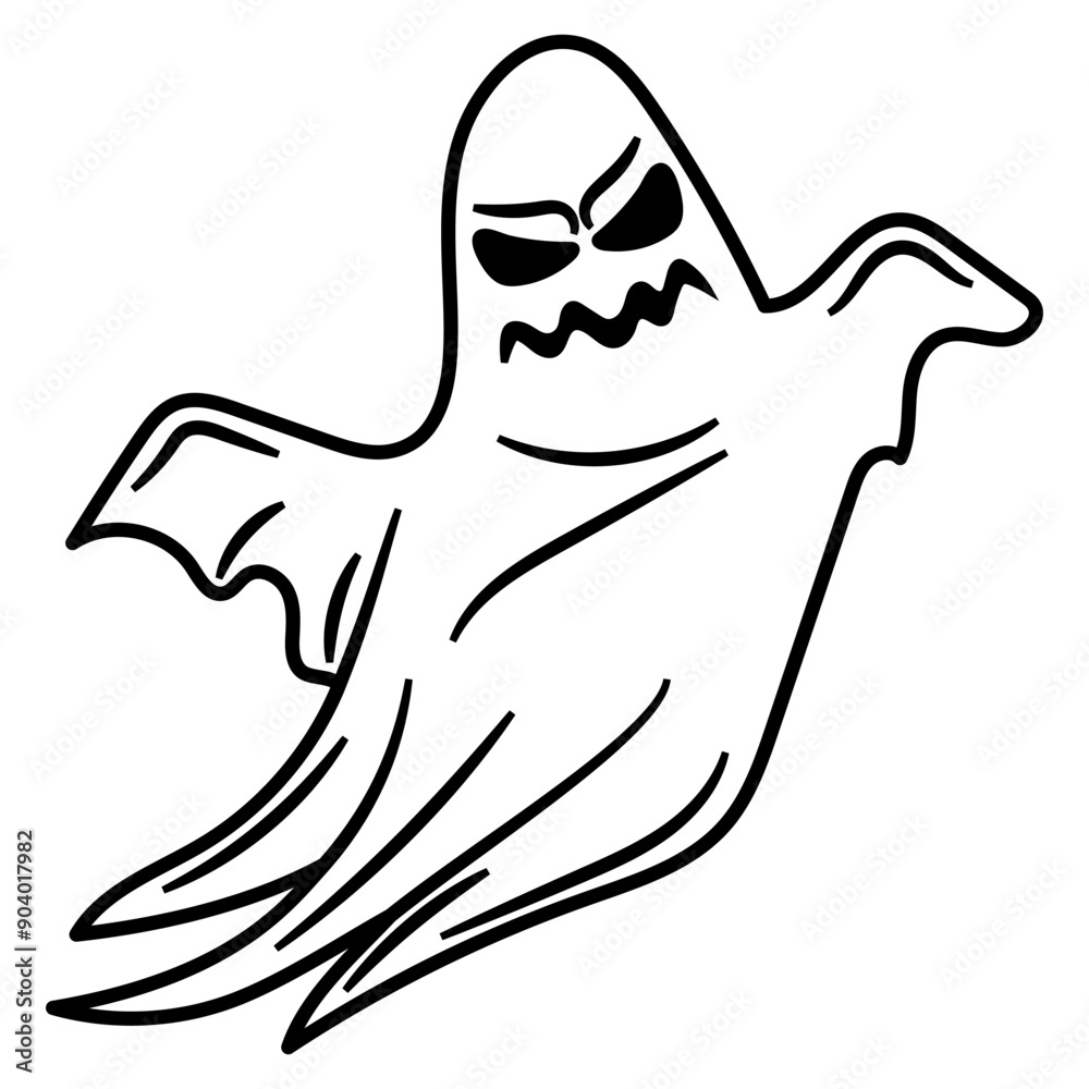 Halloween Ghost Line Illustration Halloween Ghost Line Illustration