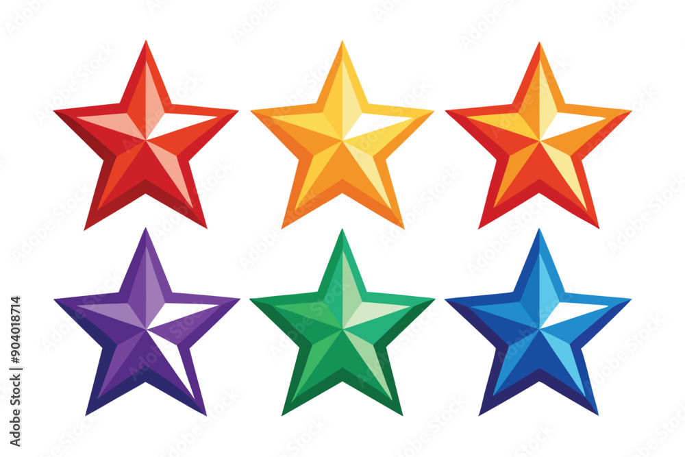 Simple set of star icon design ideas concept isolated in color, shape, glow variations Simple set of star icon design ideas concept isolated in color, shape, glow variations