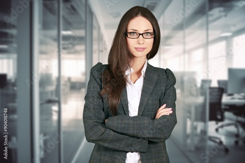 Free Download Happy confident professional business woman standing in office - GFXLoad