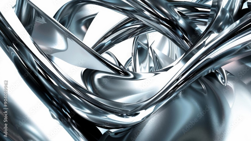Abstract silver metallic shapes creating a futuristic design. Abstract silver metallic shapes creating a futuristic design.
