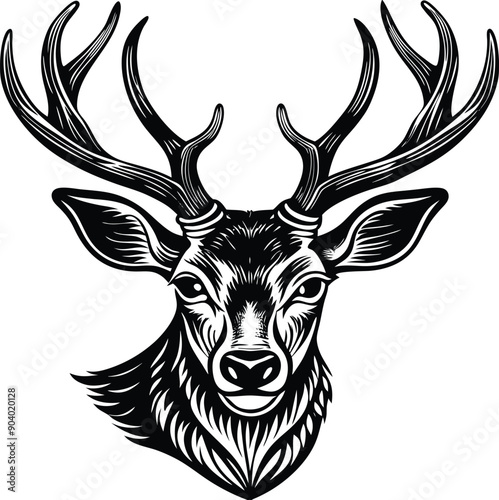 deer head silhouettes in white background.