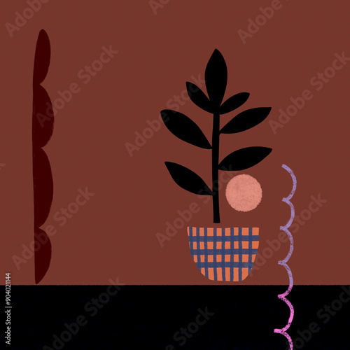 Abstract shapes artwork botanical