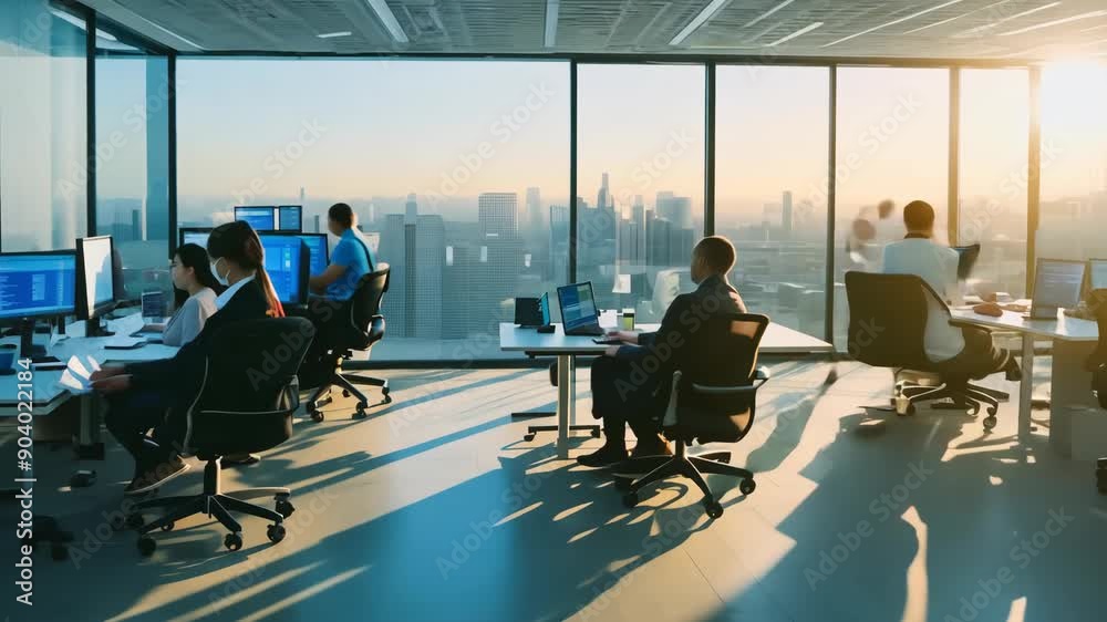 Modern Workplace: Time Lapse of Young Professionals Collaborating