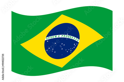Vector illustration of wavy Brazil flag on transparent background