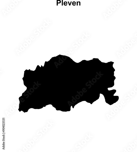 Pleven province blank outline map