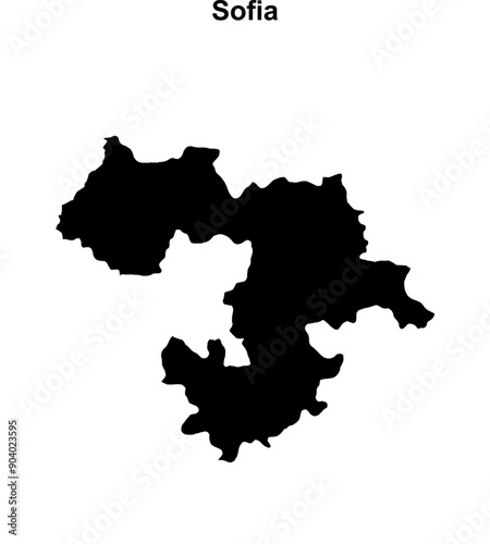 Sofia province blank outline map