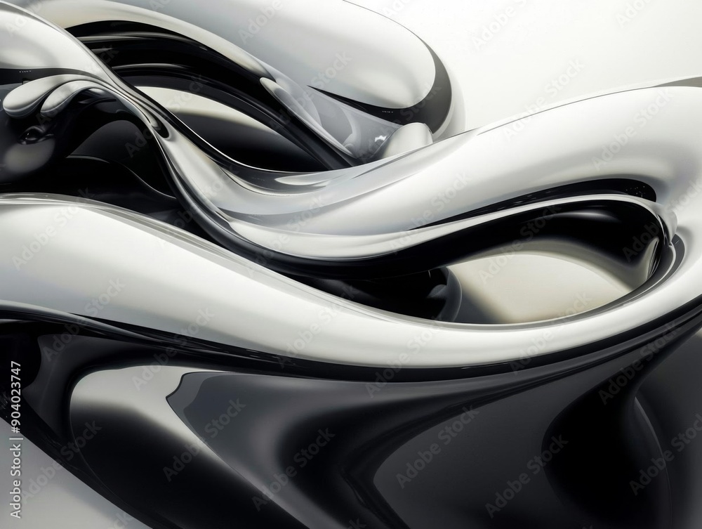 Abstract metallic sculpture with smooth, flowing curves.