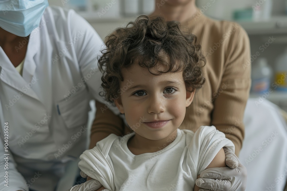 A healthcare provider carefully administers a vaccine to a young boy held by a guardian in a medical setting, emphasizing routine child care and medical precaution. A healthcare provider carefully administers a vaccine to a young boy held by a guardian in a medical setting, emphasizing routine child care and medical precaution.