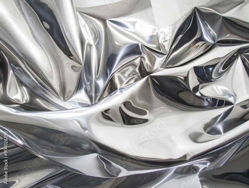 Abstract background of crumpled silver foil.