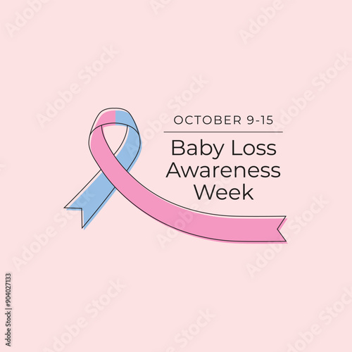 Baby Loss Awareness Week vector design template good for celebration usage. Baby Loss Awareness Week design. Vector ribbon. Continuous line drawing. eps 10.