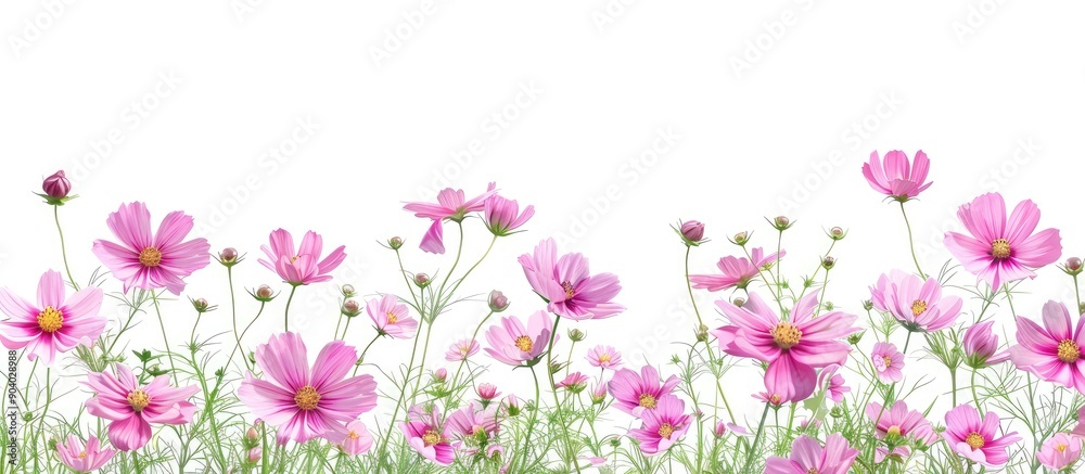 Beautiful pink Cosmos flowers enhancing the garden s beauty fill the copy space image Beautiful pink Cosmos flowers enhancing the garden s beauty fill the copy space image