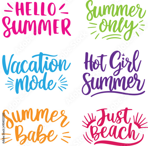 Summer Phrases Vector Set