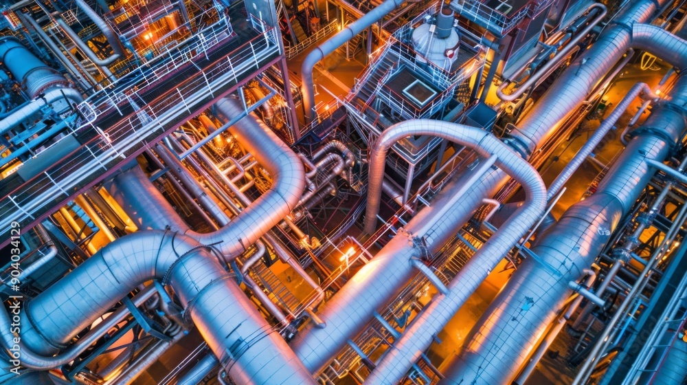 Aerial view to Oil refineries and chemical plants in industrial areas Aerial view to Oil refineries and chemical plants in industrial areas