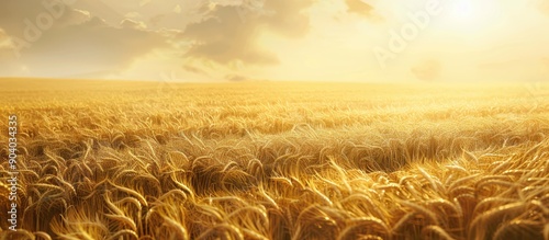 At harvest time a picturesque golden wheat field with ample copy space image