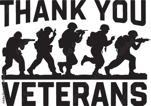 Thank You Veterans Silhouette Vector