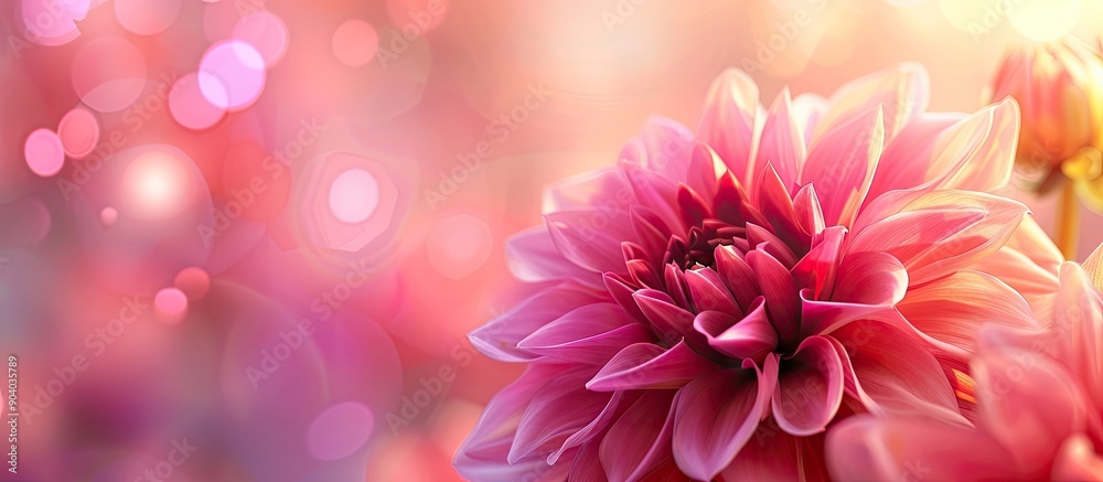 Obraz premium A vibrant pink flower is in full bloom showcasing its beauty and vivid colors against a soft background with copy space image