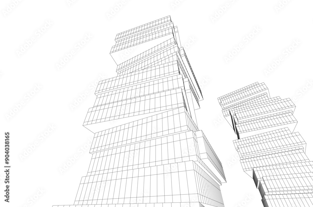 Fototapeta premium Abstract modern architecture 3d illustration