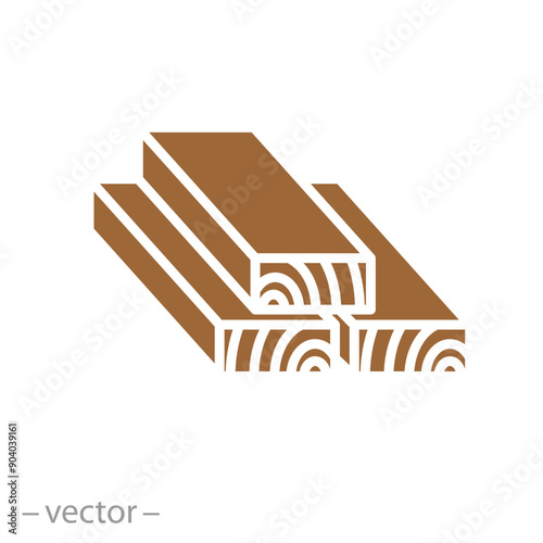 timber stack icon, wooden building material, flat vector illustration