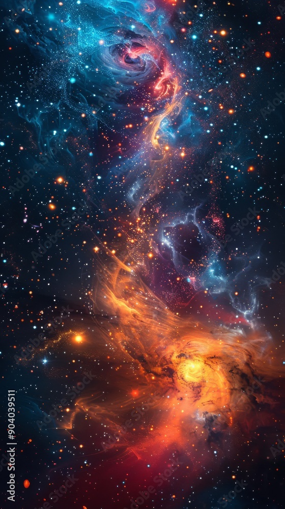 Fototapeta premium Dark Background with Vibrant Stars and Galaxies