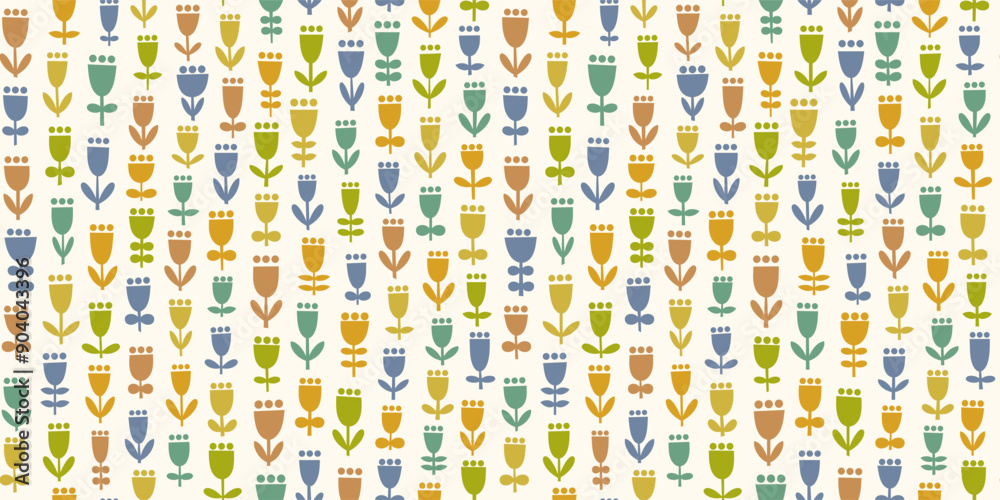 Obraz premium Warm floral seamless pattern. Stilised vector background
