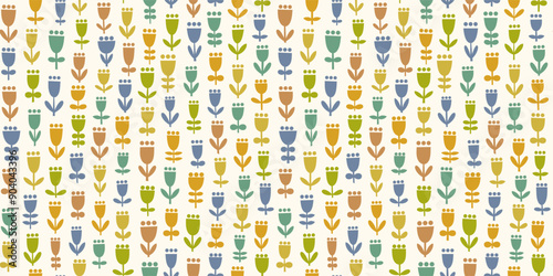 Warm floral seamless pattern. Stilised vector background