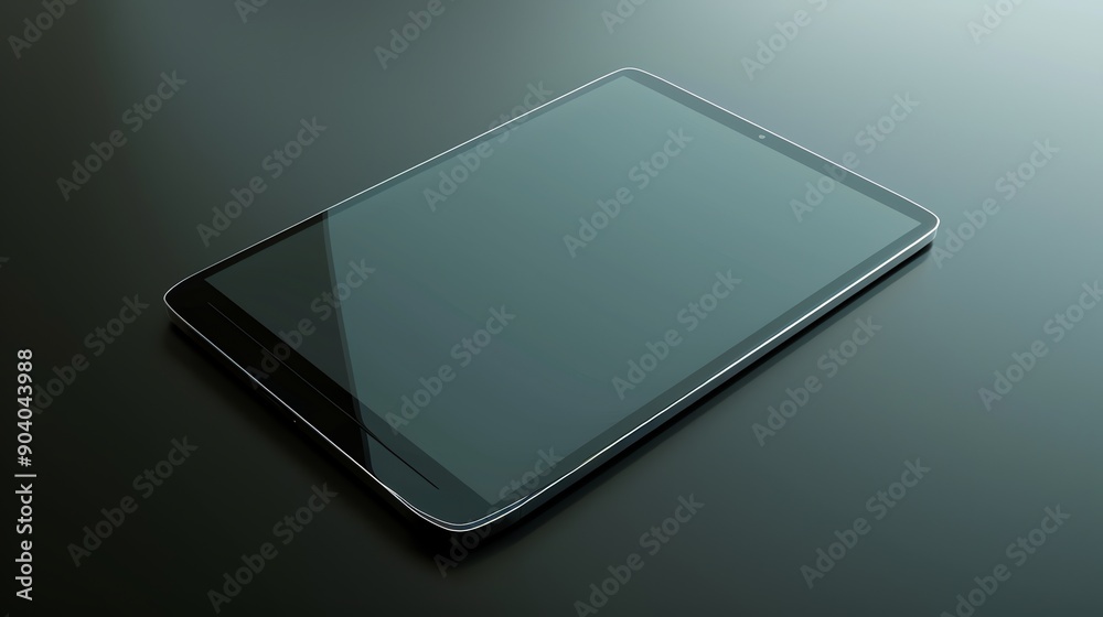 A black tablet computer with a blank screen. A black tablet computer with a blank screen.