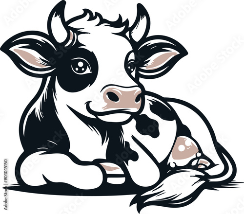 Hand drawn cow logo design