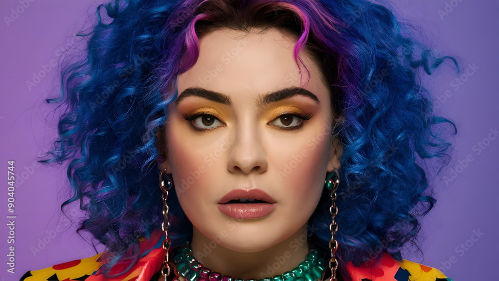 face closeup fashion woman colorful, the bold eclectic fashion styles of the Y2K era. dressed in the latest fashion trends of the time, including chunky shoes, low-rise pants face closeup fashion woman colorful, the bold eclectic fashion styles of the Y2K era. dressed in the latest fashion trends of the time, including chunky shoes, low-rise pants