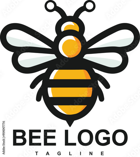 This digital illustration features a stylized bee with yellow and black stripes The bee hovers near a honeycomb overflowing with golden honey