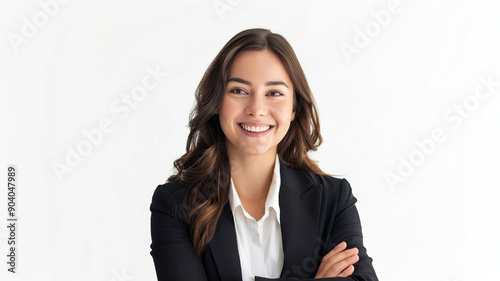 business woman smiling isolated on white background