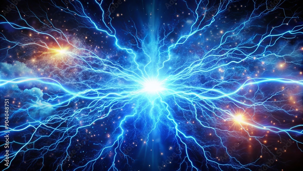 Dramatic close-up of electric particles in motion, surrounded by intense blue sparks, evoking high-voltage energy and technological innovation. Dramatic close-up of electric particles in motion, surrounded by intense blue sparks, evoking high-voltage energy and technological innovation.