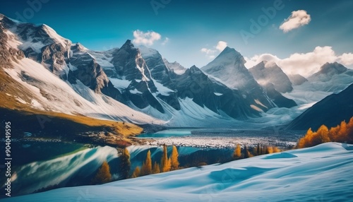landscape with mountains and lake