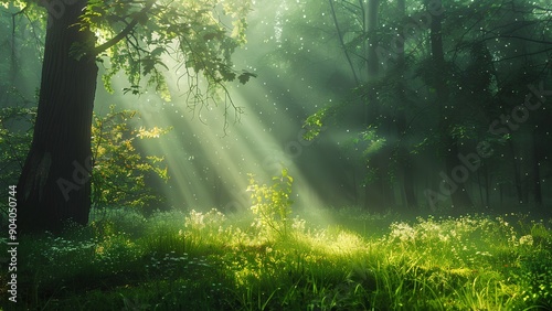 Fototapeta Naklejka Na Ścianę i Meble -  sun rays in the forest