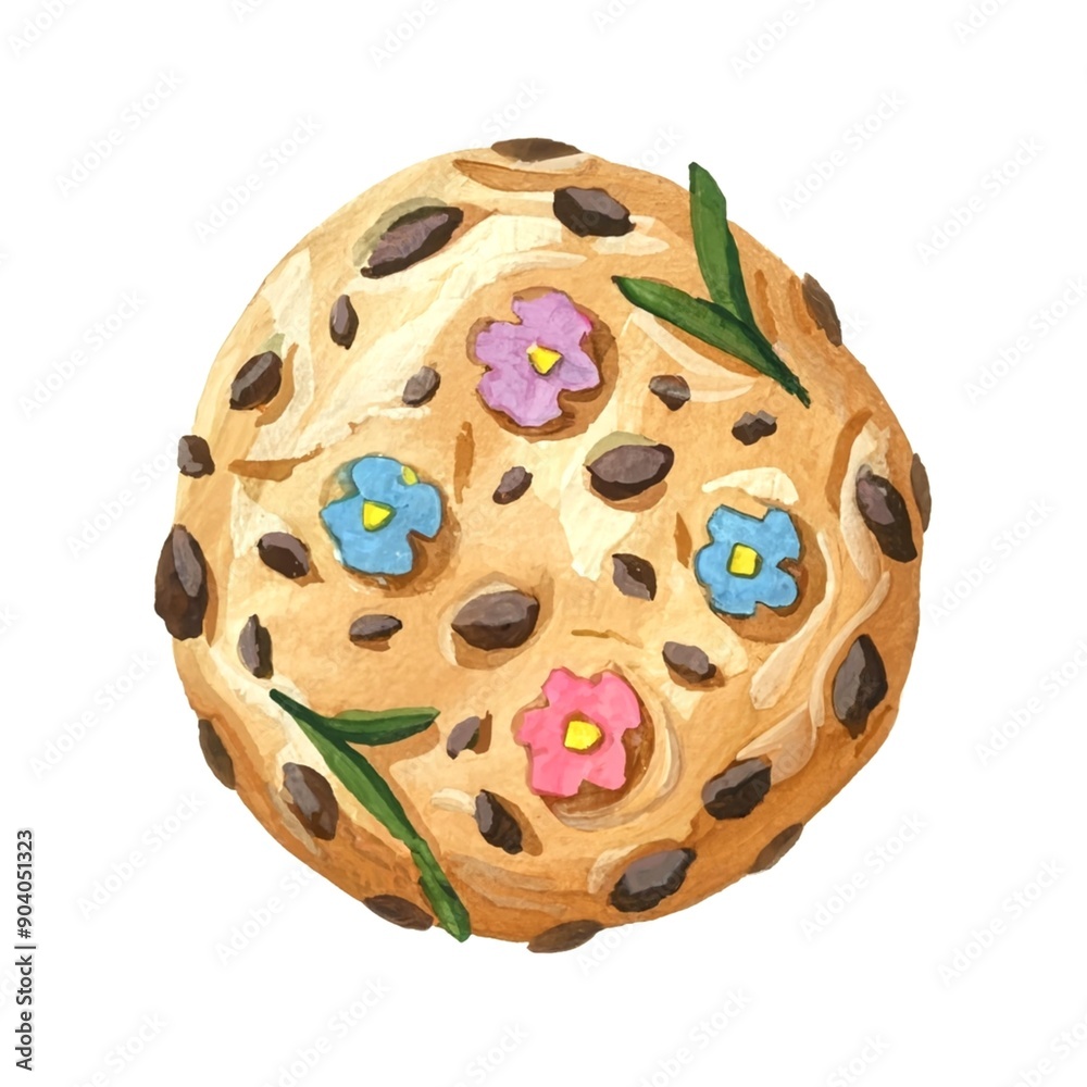 Illustration of a cookie with flowers Illustration of a cookie with flowers