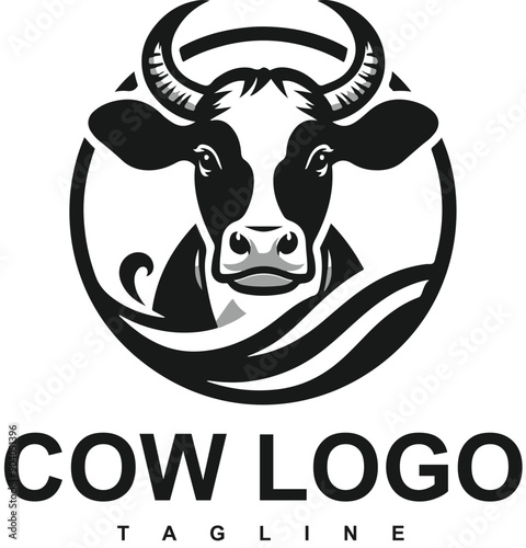Hand drawn cow logo design