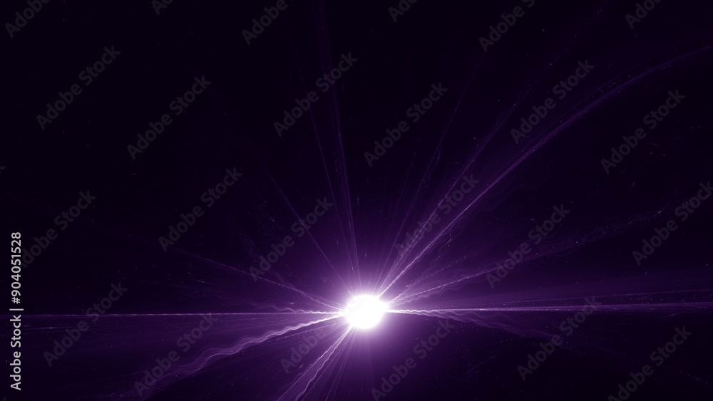Fototapeta premium energievoller leuchtender Lichtschweif, Blitz, Energie, Reaktion, Spannung, Technik, Wissenschaft, Elektrizität, Dynamik, futuristisch, Design, Hochspannung, Energieversorgung, violett, lila, pink 