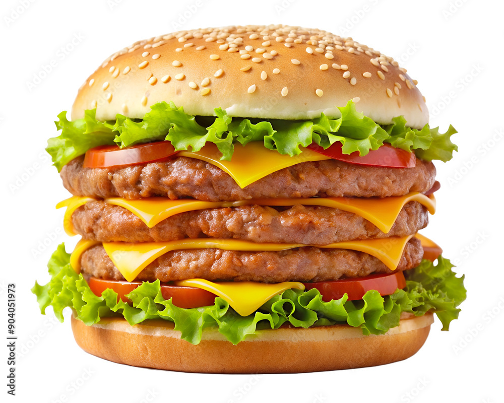 A Mouthwatering Jumbo Hamburger With Double Cheese and Beef A Mouthwatering Jumbo Hamburger With Double Cheese and Beef