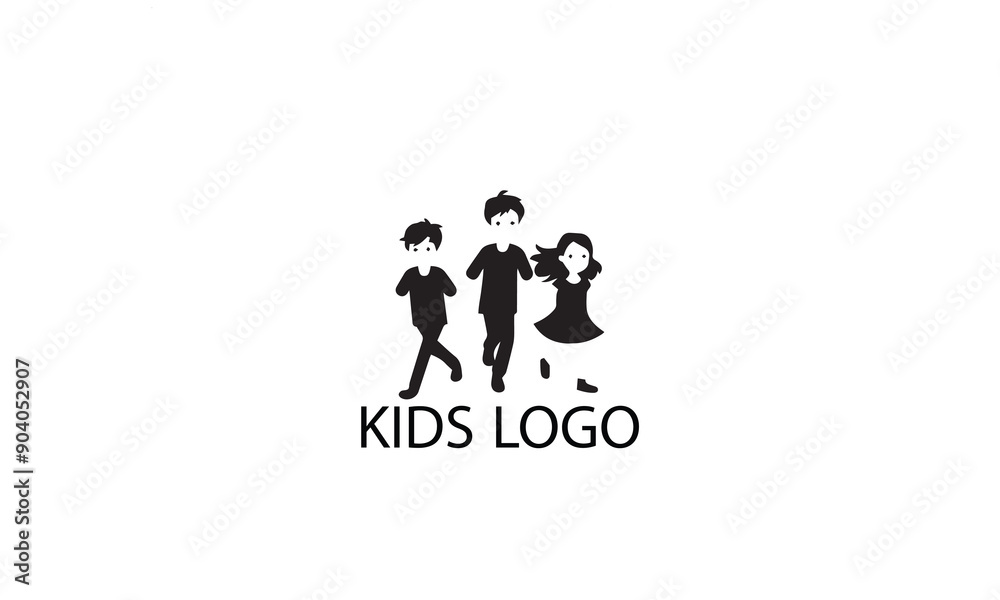 kids play logo design black simple line art on white background