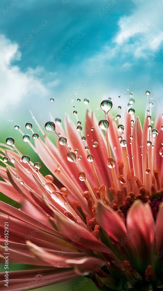 Obraz premium water drops on flower HD 8K wallpaper Stock Photographic Image