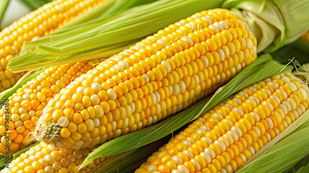Overhead View of Uncooked Corn Cobs Isolated on White Background, Fresh Corn on the Cob, Natural Yellow Kernels, Raw Corn Detail, Harvested Corn Display, High-Resolution Corn Image Overhead View of Uncooked Corn Cobs Isolated on White Background, Fresh Corn on the Cob, Natural Yellow Kernels, Raw Corn Detail, Harvested Corn Display, High-Resolution Corn Image