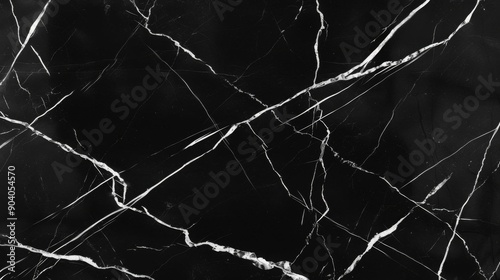 Black marble texture with white veins background.