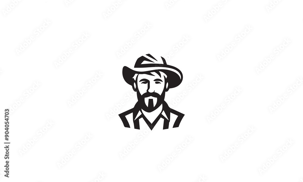 Farmer Icon Design black simple flat on white background Farmer Icon Design black simple flat on white background