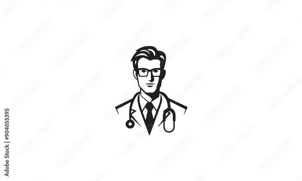 doctor logo design black simple line art on white background doctor logo design black simple line art on white background