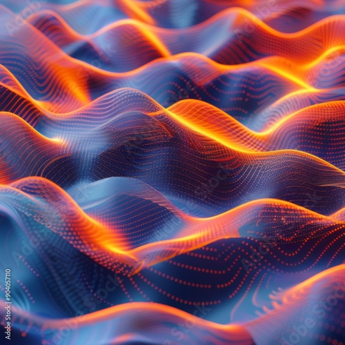 Abstract wave pattern with vibrant colors, blending technology and art in a dynamic visual representation of energy and motion.