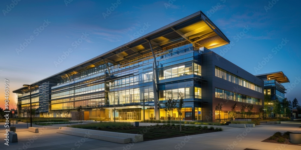 Fototapeta premium A government office eco building with LEED certification and energy performance monitoring