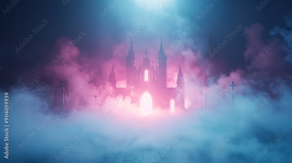 Obraz premium Halloween party with fog machines and eerie lighting effects