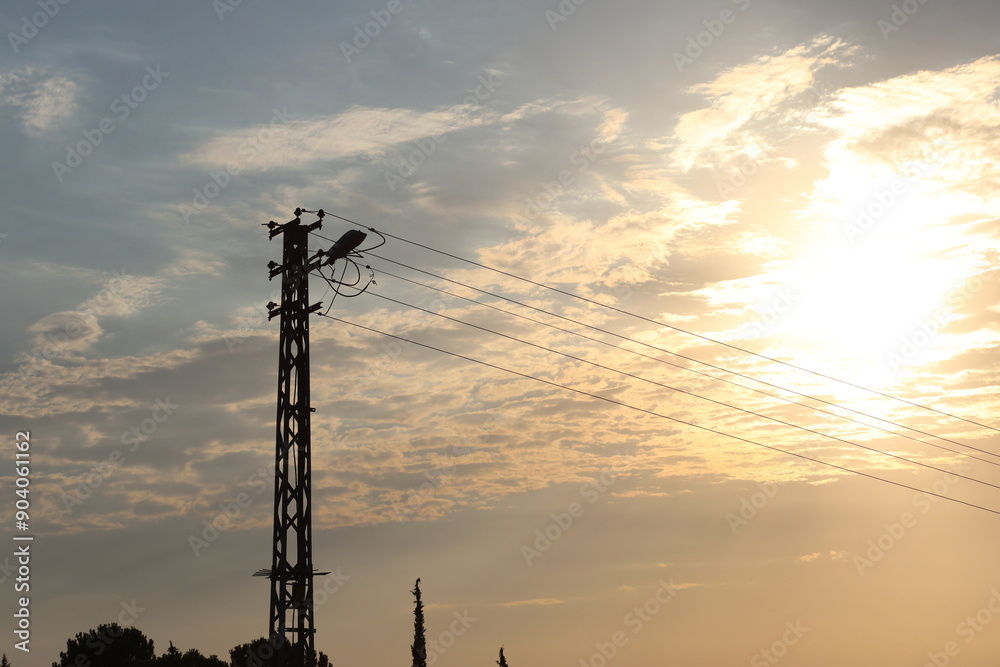 Obraz premium power line against cloudy sky