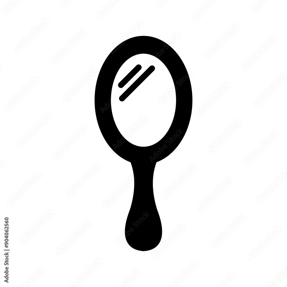 mirror icon line style. Beauty hand mirror glass portable color editable mirror icon line style. Beauty hand mirror glass portable color editable