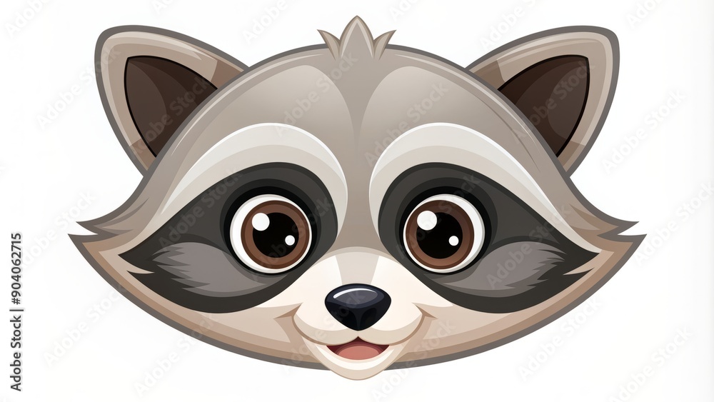 Adorable cartoon raccoon face with masked eyes and cute smile, flat vector illustration on white background, perfect for branding logos. Adorable cartoon raccoon face with masked eyes and cute smile, flat vector illustration on white background, perfect for branding logos.